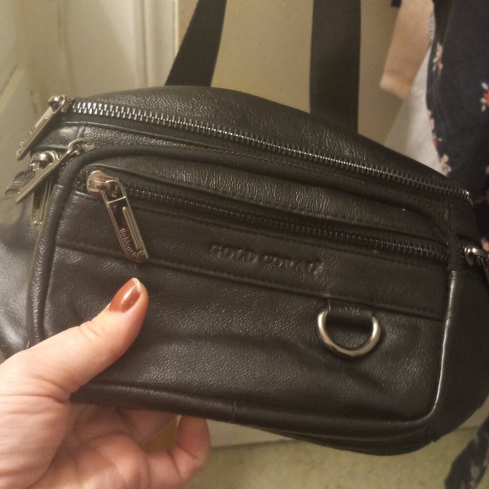 Gold Coral Leather Belt Bag